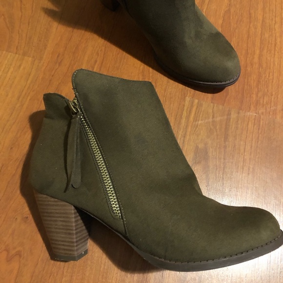 JustFab Shoes - JustFab Khaki Ankle Booties